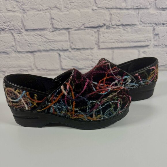 Dansko Scribble Yarn Felt Clogs Artsy Multicolor Slip On Chunky US Size 7.5 - Picture 3 of 8